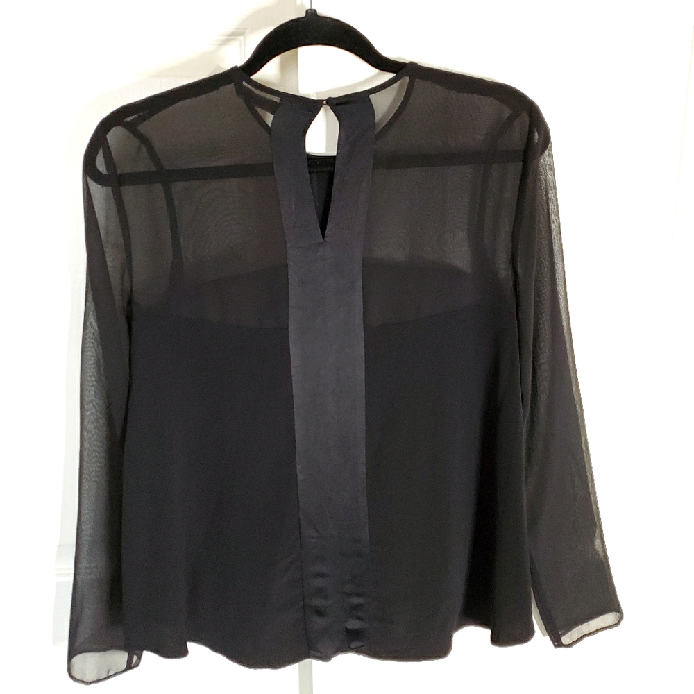 ZARA Black Sheer Sleeve Blouse